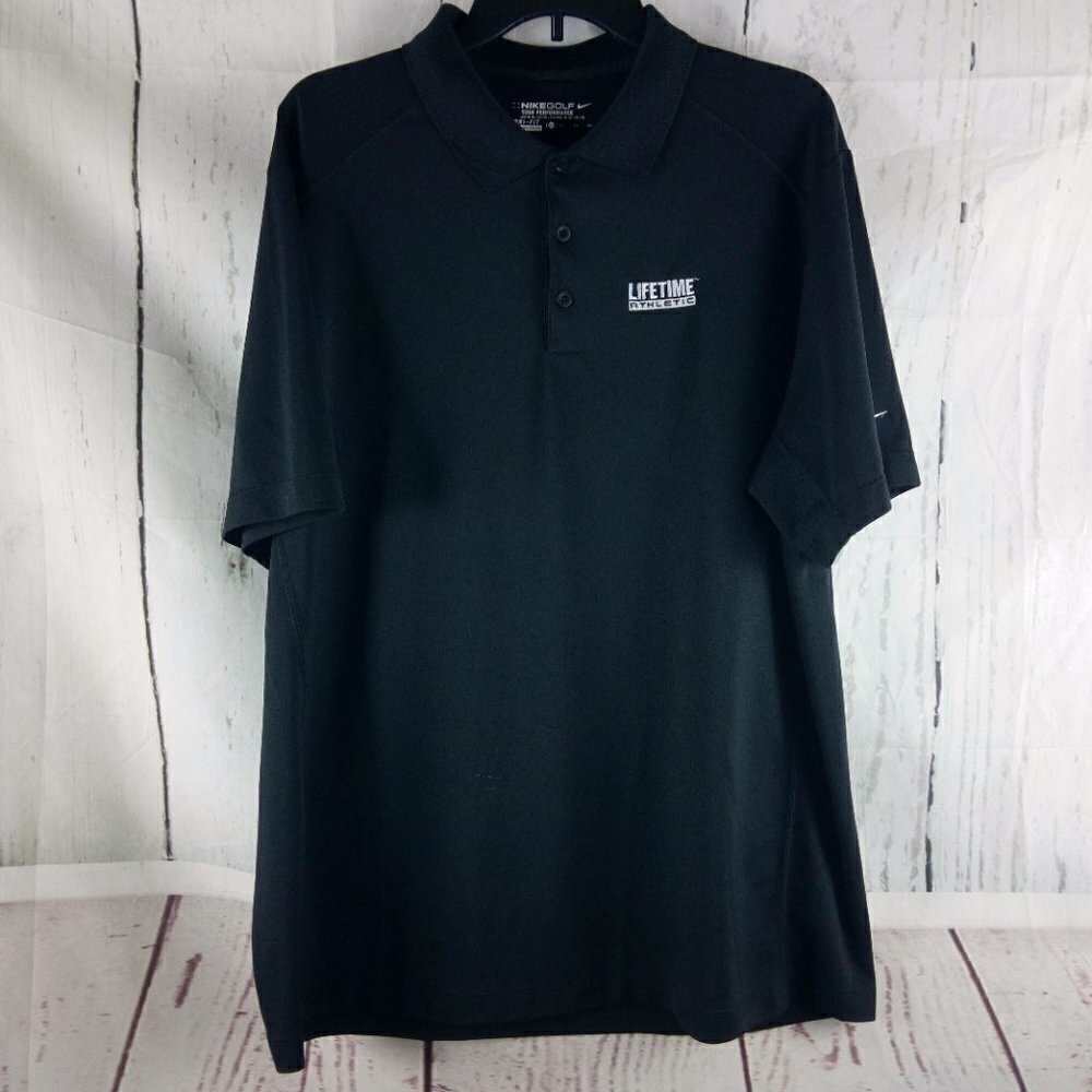 Nike Golf Tour Performance Dri Fit Mens Black Golf Polo Shirt Size XL